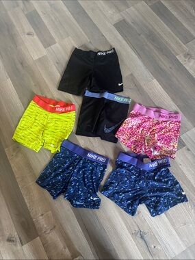Nike Pro Girls-Women's Compression Shorts- Black, Neon Yellow, Pink, Blue
